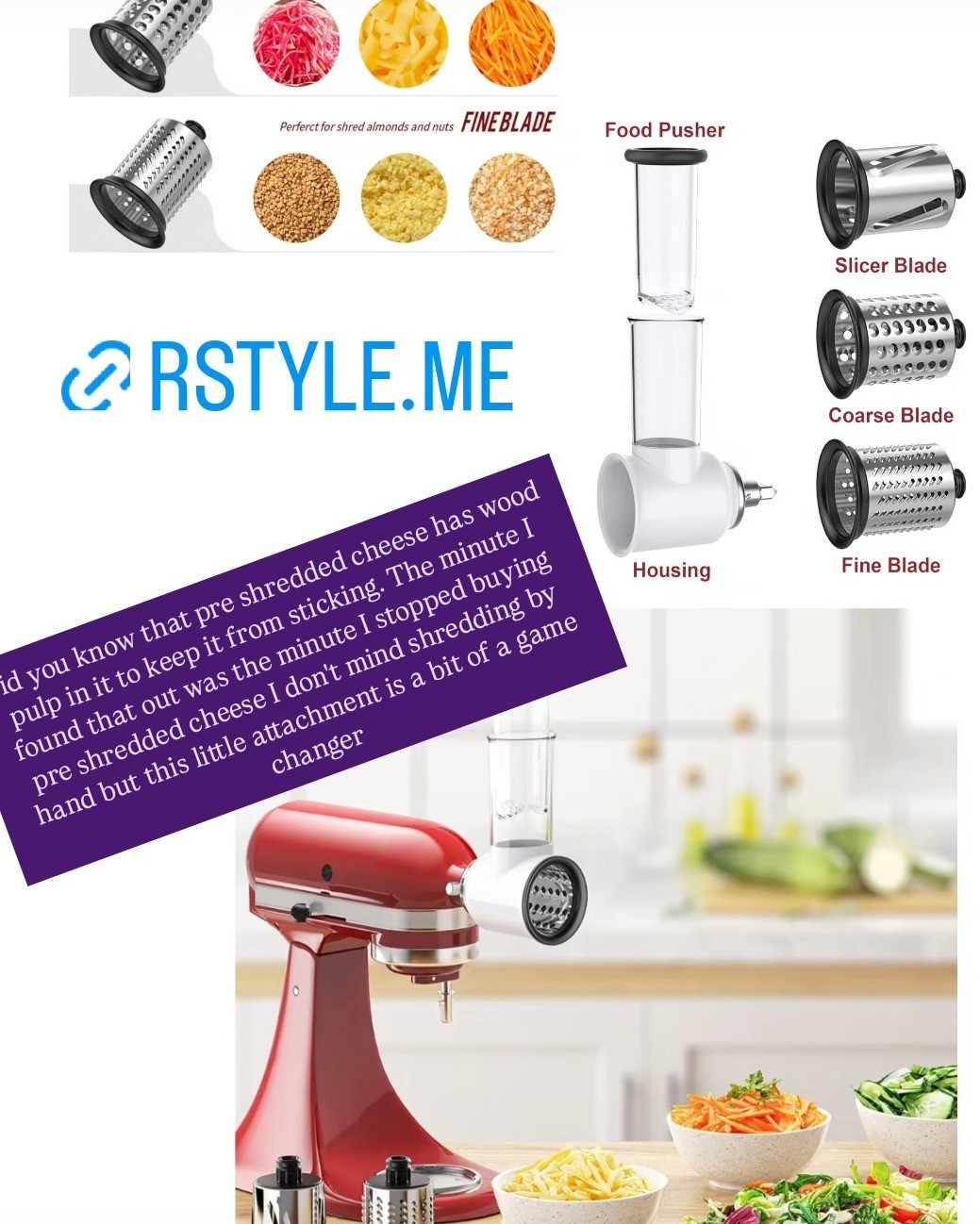 Being on a health journey is much more than just watching calories It's making sure you know what's in your food for example would pulp added to pre shredded cheese was a game changer years ago when I found that out. Freestanding grater is no big deal for me but I will admit this attachment was a game changer so was throwing out all the plastic in my kitchen upgrading cutting boards etc 

#LTKSaleAlert #LTKHome #LTKstorytime