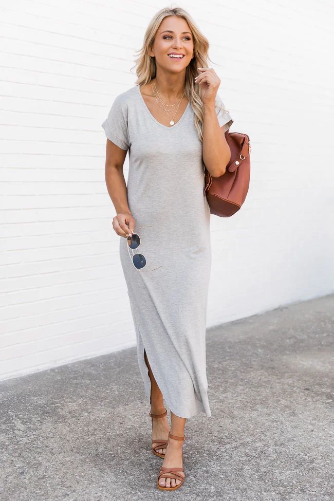 Set Yourself Free Heather Grey Maxi T-Shirt Dress | The Pink Lily Boutique