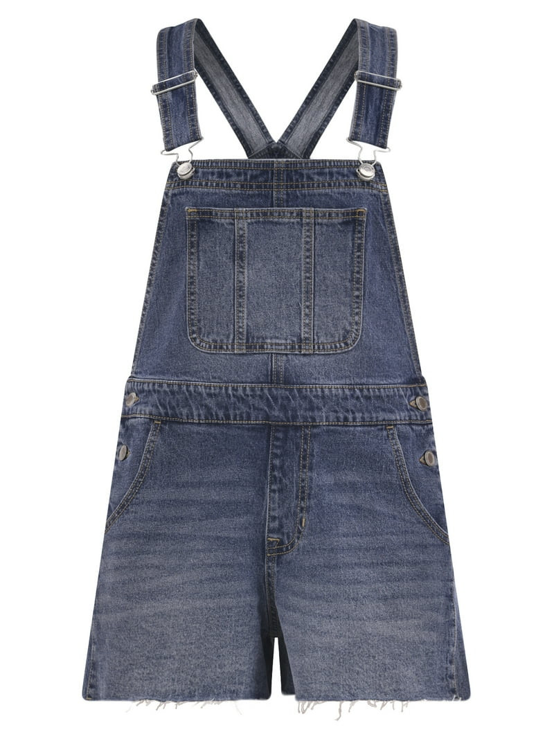No Boundaries Denim Shortalls, 3" Inseam, Women's | Walmart (US)