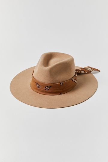 UO Ribbon Trim Flat Brim Felt Fedora | Urban Outfitters (US and RoW)