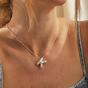 Bubble Letter Necklace Balloon Initial Necklaces for Women Dainty Alphabet Pendant 14K Gold Plate... | Amazon (US)
