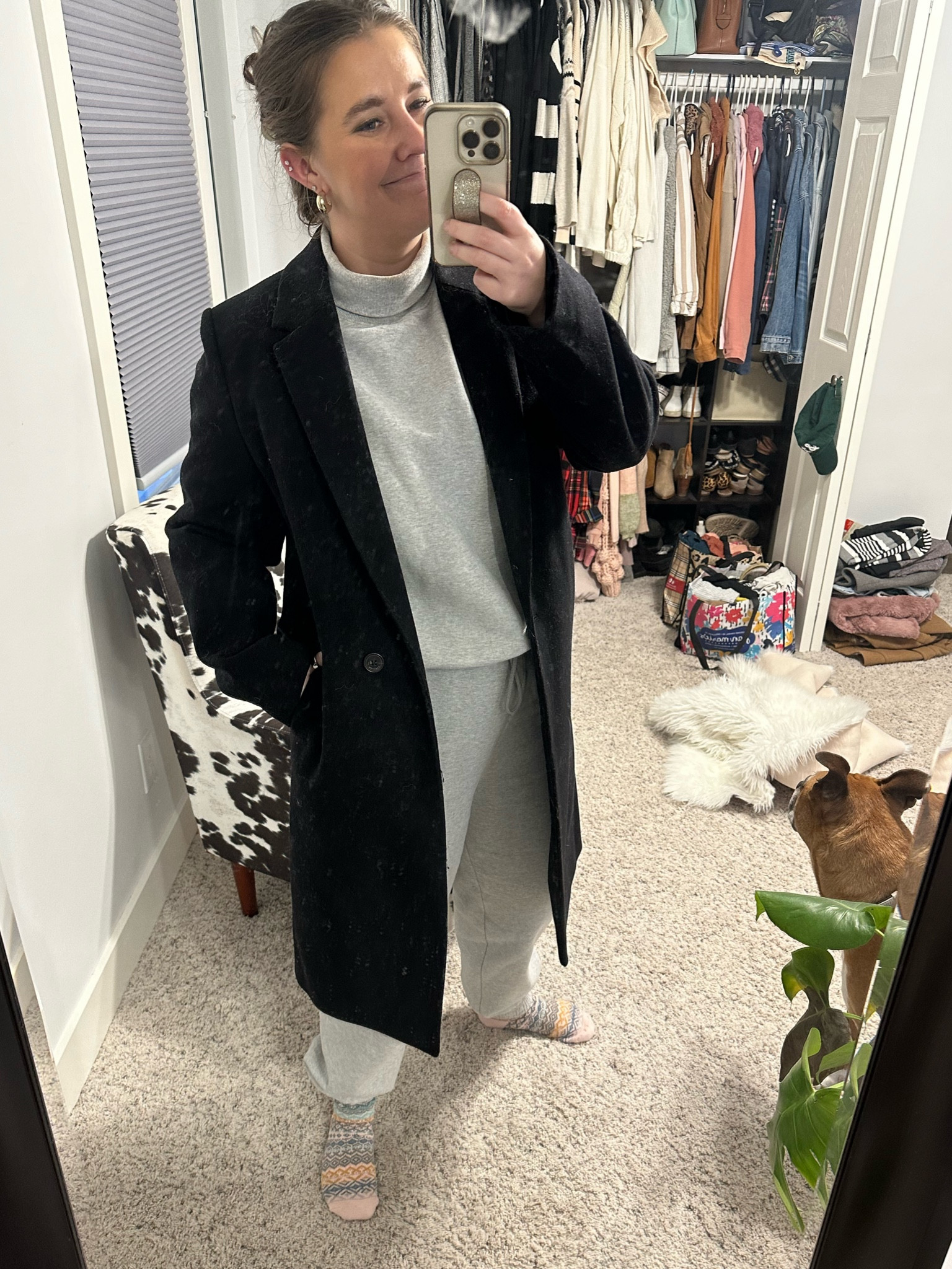 In our Scott Calvin era all winter 🙋🏽‍♀️ cozy aritzia sweatset. Black wool coat. So warm and chic for winter! 
#cozy #sweatsuit #winterfashion 

#LTKstyletip #LTKmidsize #LTKSeasonal