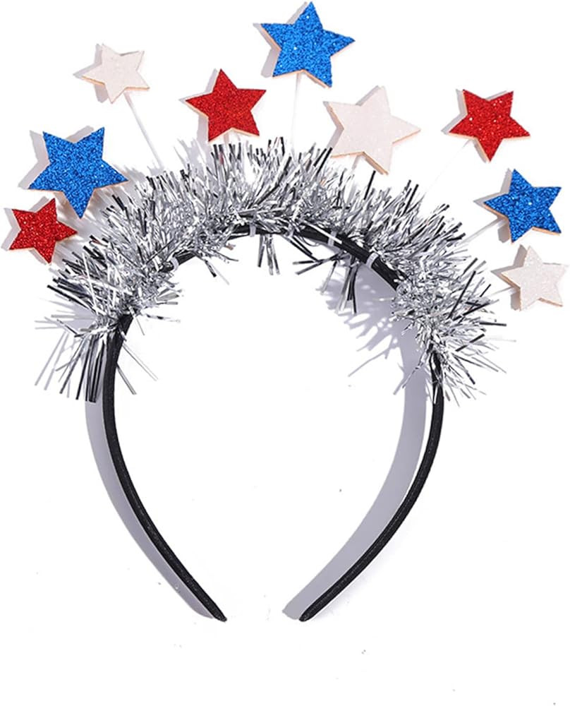 4th of July Headband Glittery Stars Headband Stars Hair Accessory for Independence Day Patriotic ... | Amazon (US)