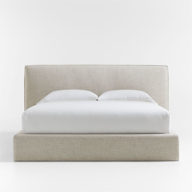 Capri Earth Slipcovered King Bed + Reviews | Crate & Barrel | Crate & Barrel