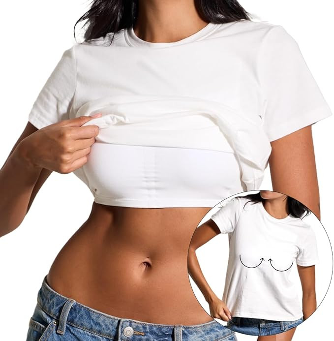 Klassy Cotton T-Shirt Full Length Brami - Cotton T-Shirt with Built-in Padding, Double Lined, Qua... | Amazon (US)