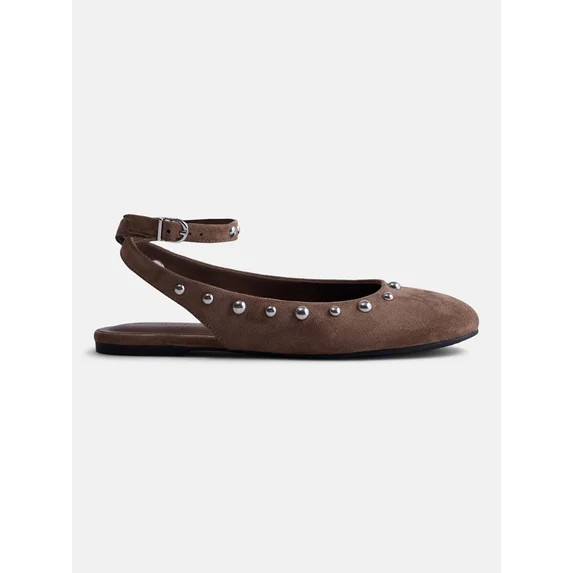 No Boundaries Women’s Faux Suede Ankle Ballet Flats | Walmart (US)