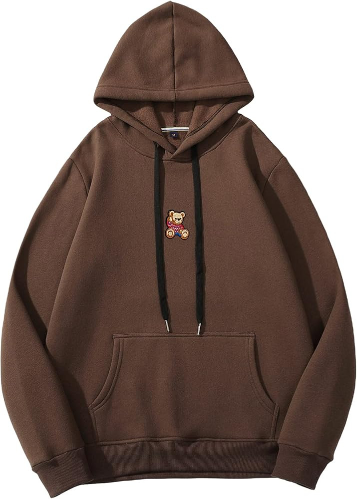 OYOANGLE Men's Graphic Hoodies Fleece Long Sleeve Hooded Athletic Pocket Sweatshirt Pullover Tops | Amazon (US)