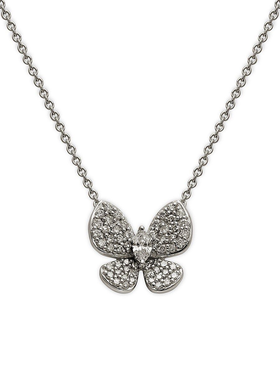 Effy Women's 14K White Gold & Diamond Butterfly Necklace | Saks Fifth Avenue OFF 5TH (Pmt risk)