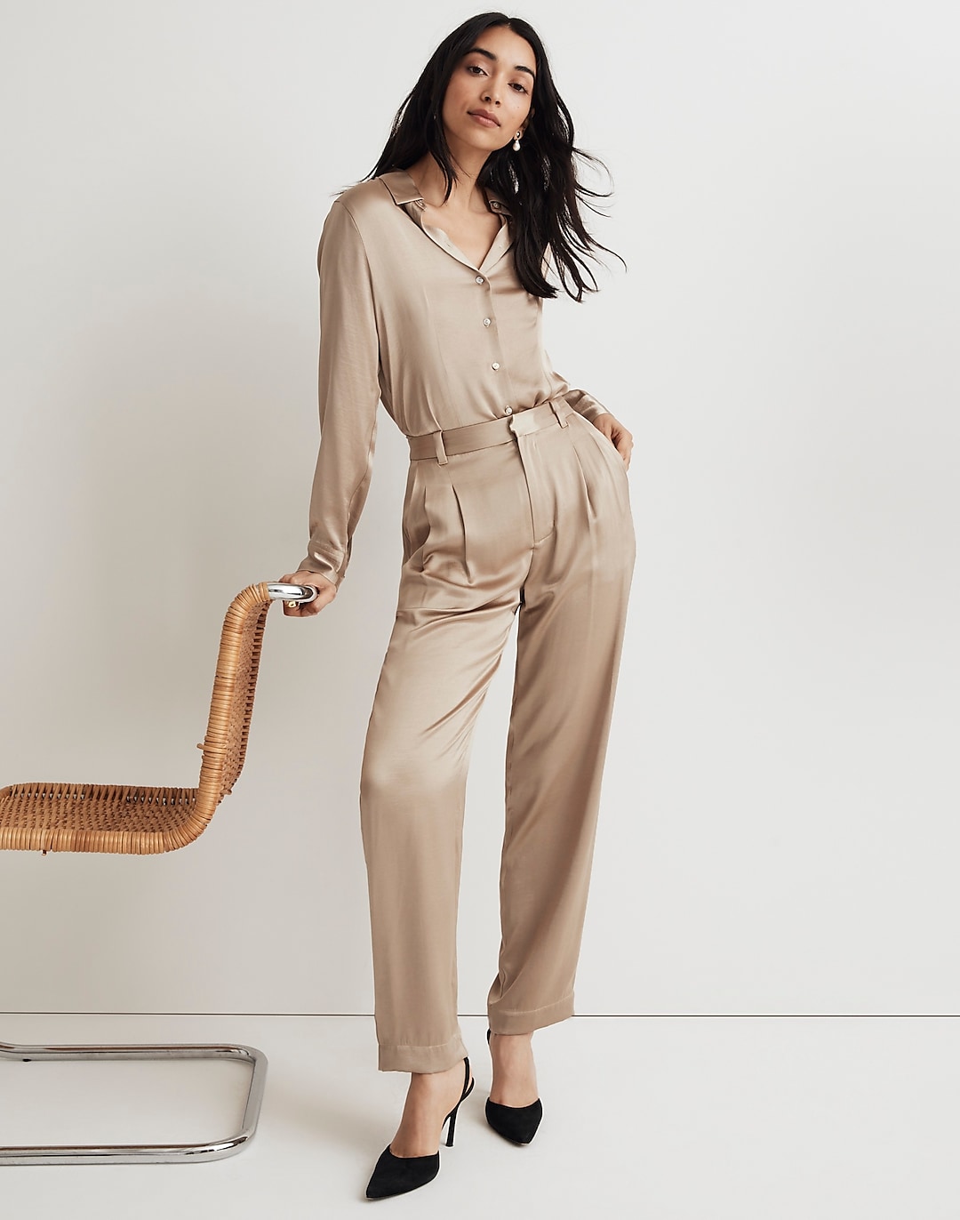 The Turner Tapered Pant in Satin | Madewell