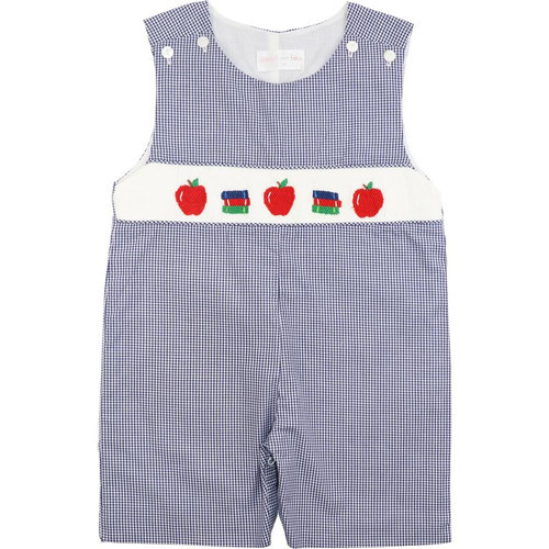 Navy Gingham Smocked Back To School Jon Jon | Cecil and Lou