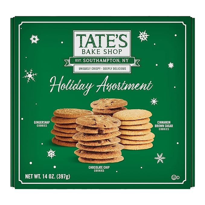 Tate's Bake Shop Holiday Cookies Holiday Gift Box, Chocolate Chip, Gingersnap and Cinnamon Brown ... | Amazon (US)