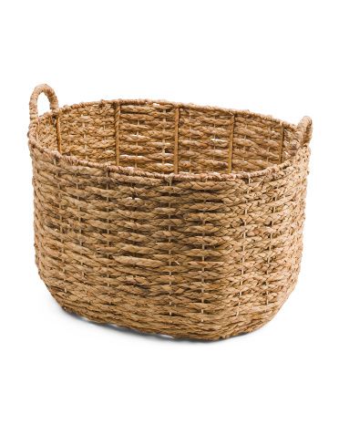 Hyacinth Oval Boat Shaped Storage Basket With Handles | TJ Maxx