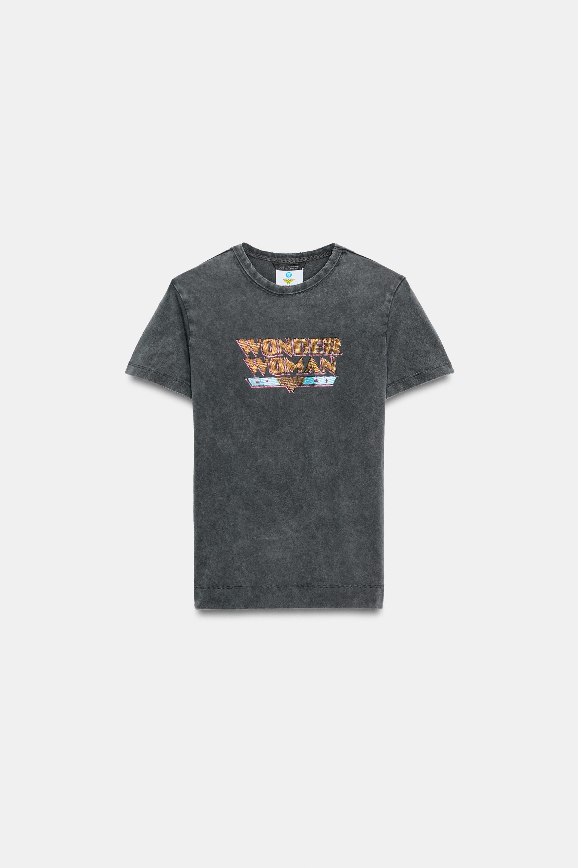 Zara - Wonder Woman © Shiny T-Shirt - Charcoal - M - Woman | Zara UK