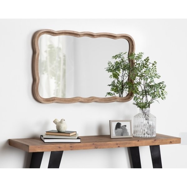 Kate and Laurel Hatherleigh Scallop Wood Wall Mirror - Rustic Brown - 23.5x38 | Bed Bath & Beyond