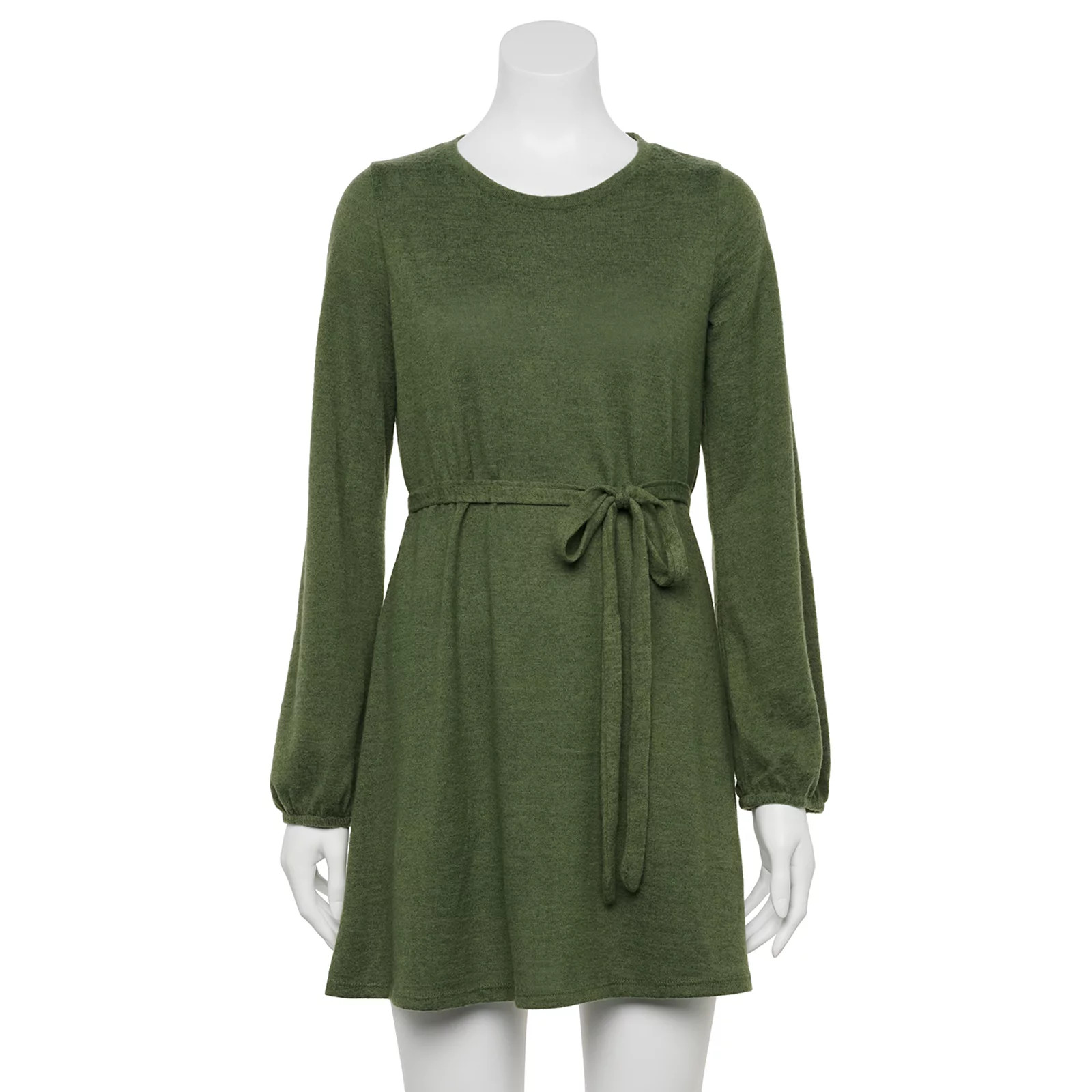 Juniors' Rewind Self-Tie Fit & Flair Sweater Dress, Women's, Size: XS, Dark Green | Kohl's