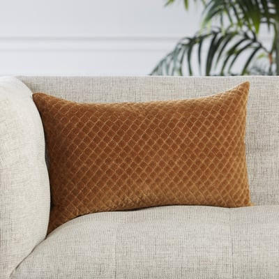 Nouveau Pillow Rawlings Brown (NOU-14) Cotton | Rugs Direct