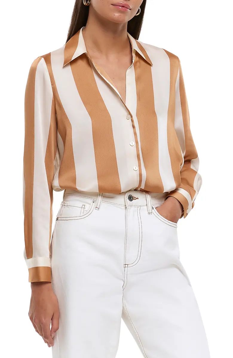 River Island Stripe Satin Shirt | Nordstrom | Nordstrom