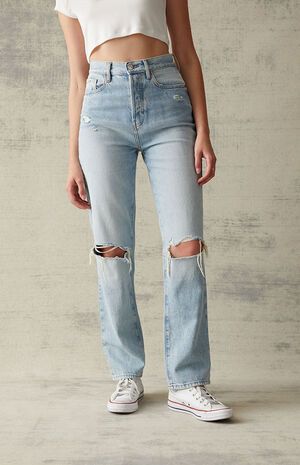 PacSun Eco Light Blue Distressed Dad Jeans | PacSun