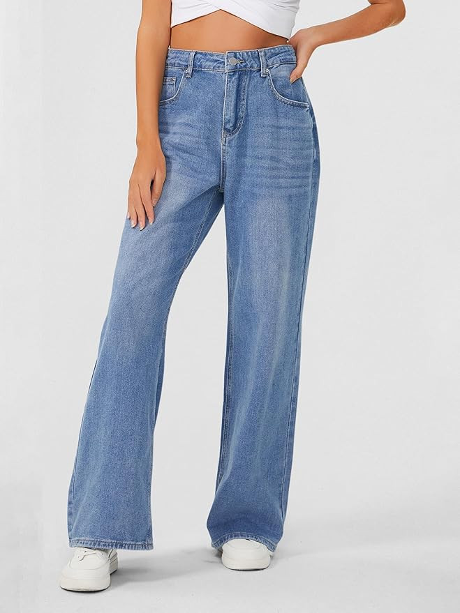 Genleck Baggy Jeans for Woman High Waisted Loose Wide Leg Jean Womens Boyfriend Y2K Pants Trendy | Amazon (US)