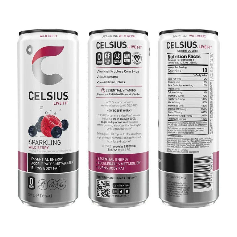 CELSIUS Sparkling Original Variety Pack, Functional Energy Drink 12 fl oz (Pack of 12) | Walmart (US)