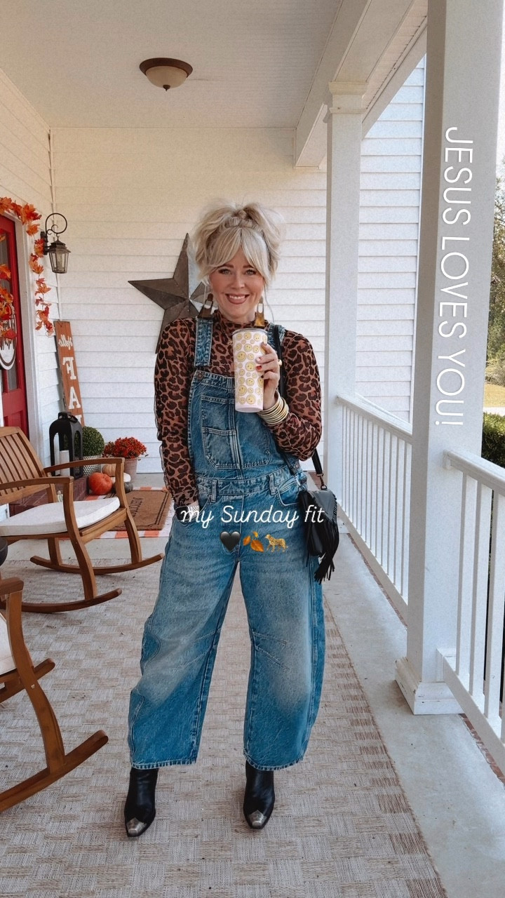 My Sunday fit! 🖤🍂🐆
Overalls - size M 
Leopard mesh top - M 
Boots - TTS 
✨EARRINGS - save with code MANDIE15 
📱PHONE CASE - save with code MANDIE 


#LTKVideo #LTKStyleTip #LTKOver40