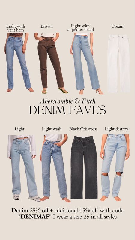 A&F Denim sale 25% off + additional 15% off with code “DENIMAF” 

Here are my Abercrombie & Fitch denim favorites 👏🏼 I wear a size 25 in all styles

sale finds, sale alert, daily deals, abercrombie & fitch, A&F sale, jeans, denim, high rise dad jeans, white jeans, black jeans, denim sale, 90s straight jean, relaxed jean

#LTKSale #LTKsalealert #LTKSeasonal