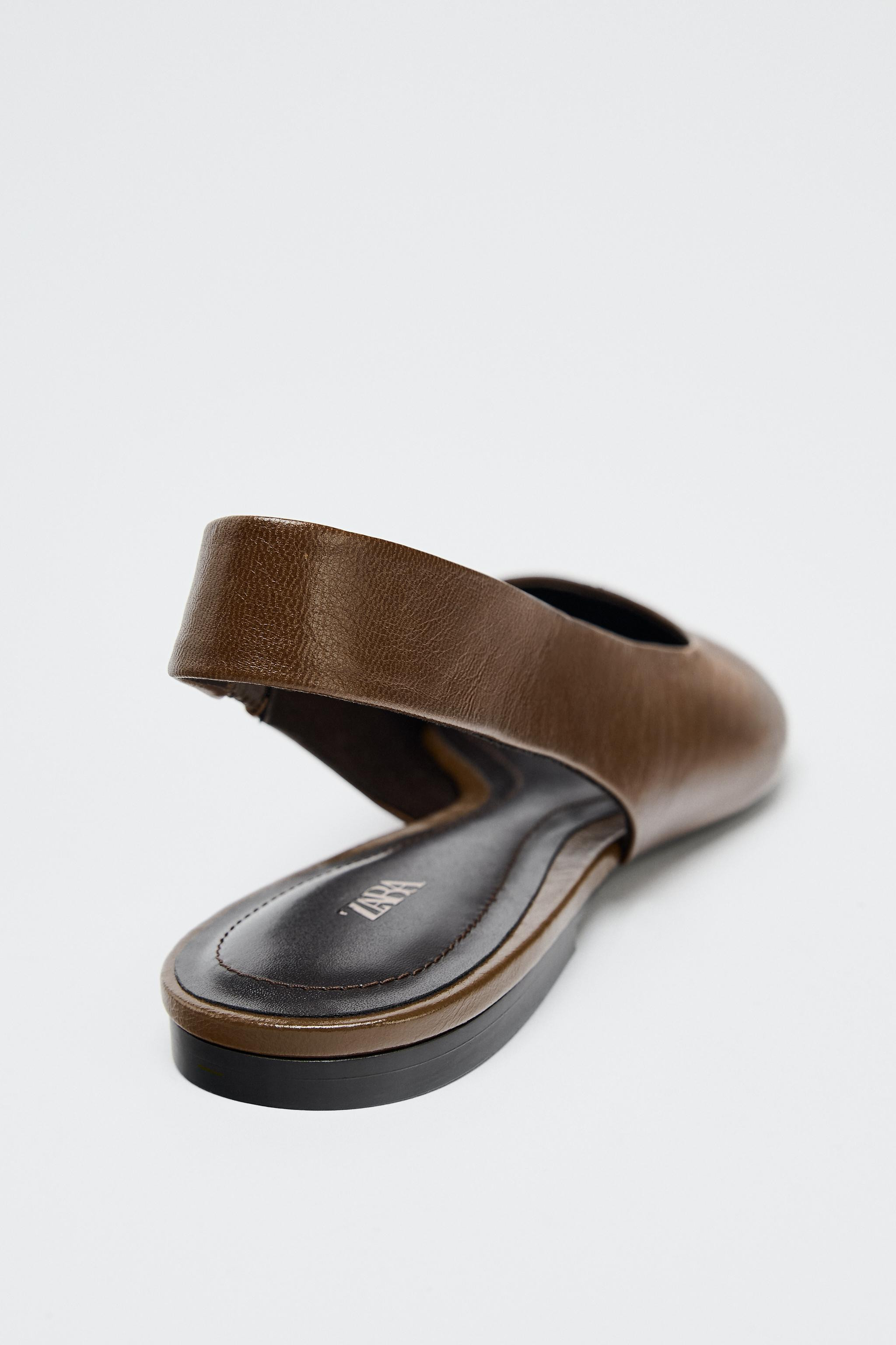 POINTED LEATHER SLINGBACK PUMPS | Zara UK