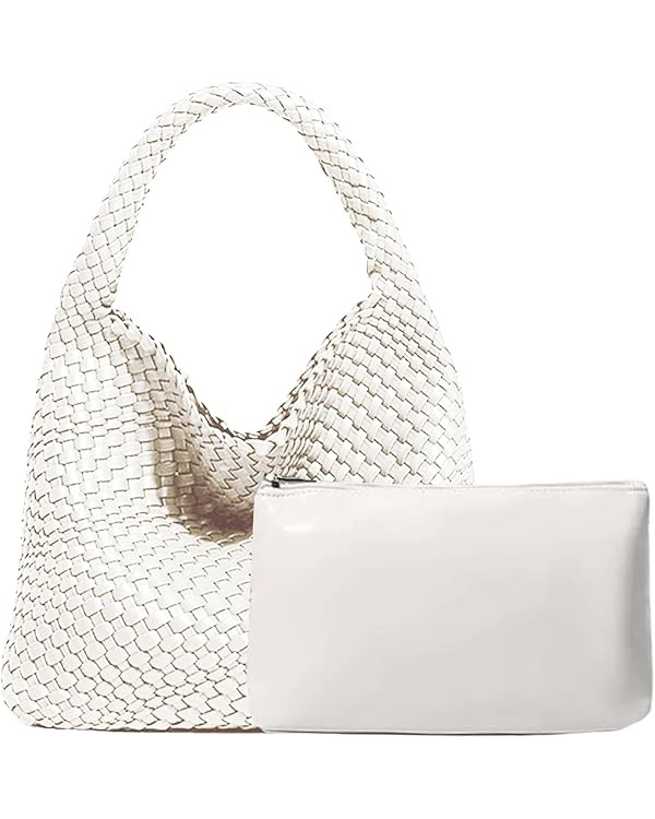 Women Vegan Leather Hand-Woven Tote Handbag Fashion Shoulder Top-handle Bag All-Match Underarm Ba... | Amazon (US)