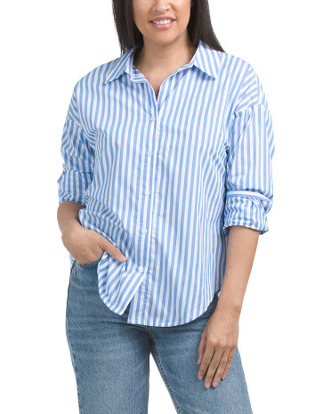 Striped Oversized Button Down Shirt | TJ Maxx