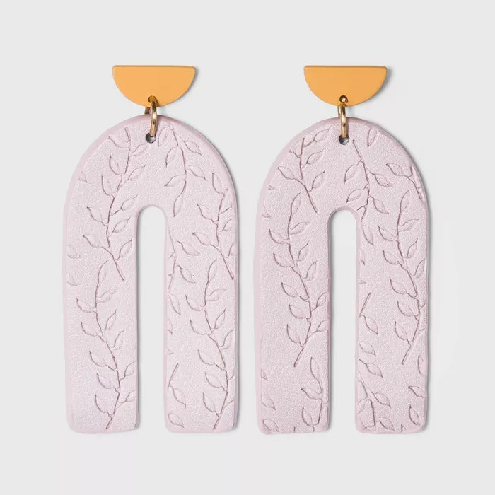 Sprayed Half Circle with Embossed Vegan Leather U Shape Drop Earrings - Universal Thread™ | Target