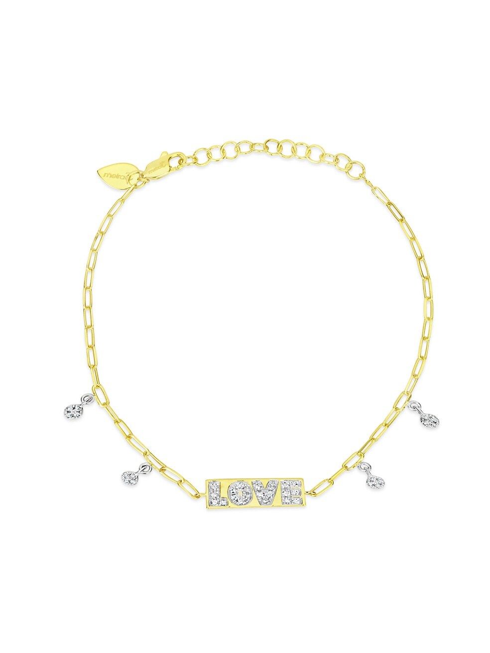 Meira T Love Plate 14K Yellow Gold &amp; 0.15 TCW Diamond Chain Bracelet | Saks Fifth Avenue