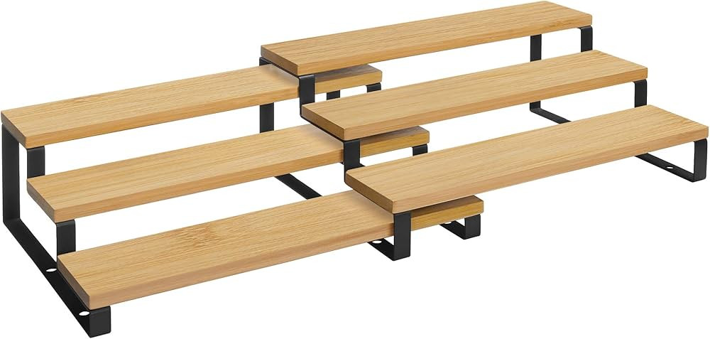 SONGMICS Spice Rack, Set of 2 Cabinet Shelf Organizers, 3-Tier Extendable Spice Holder, Bamboo, S... | Amazon (CA)