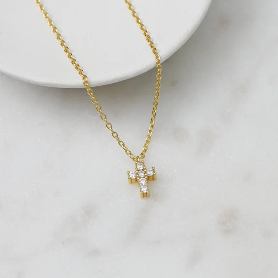 Cross Necklace Cross Pendant Gold Cross Necklace Dainty - Etsy | Etsy (US)