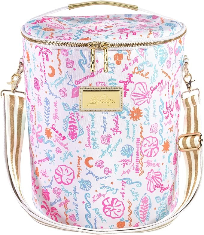 Lilly Pulitzer Insulated Soft Cylinder Beach Cooler with Adjustable/Removable Strap and Double Zi... | Amazon (US)