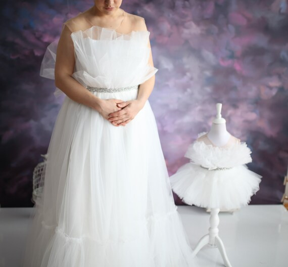 Mom and Daughter White Tulle Dress White Princess Girl Dress | Etsy | Etsy (US)