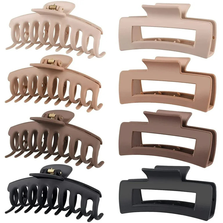 8pcs Big Hair Claw Clips Neutral Colors Hair Clips For Women Thick Hair Nonslip Jumbo Claws Clip ... | Walmart (US)