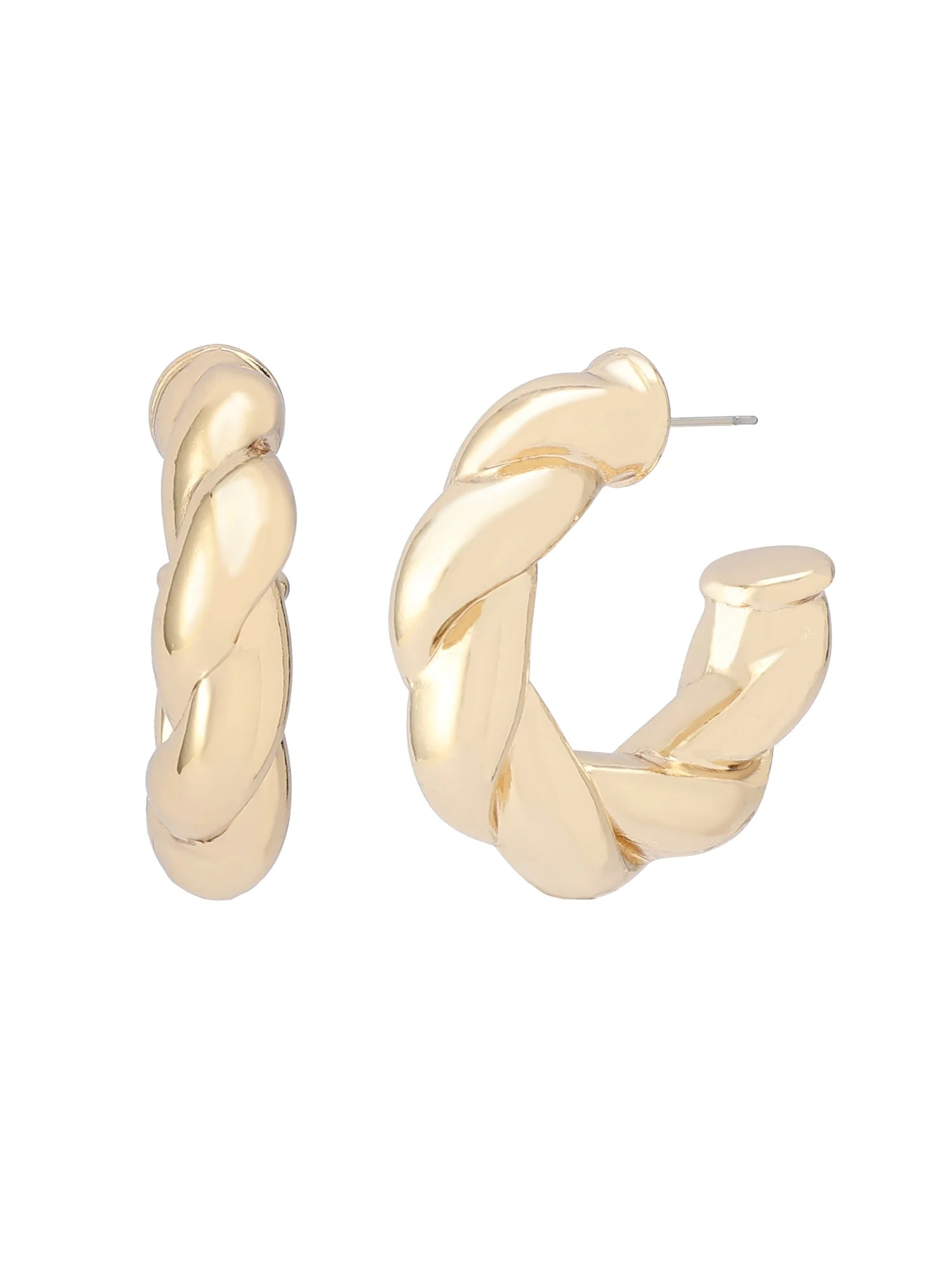 Madden NYC Women's Fashion Gold Twisted Hoop Earrings - Walmart.com | Walmart (US)