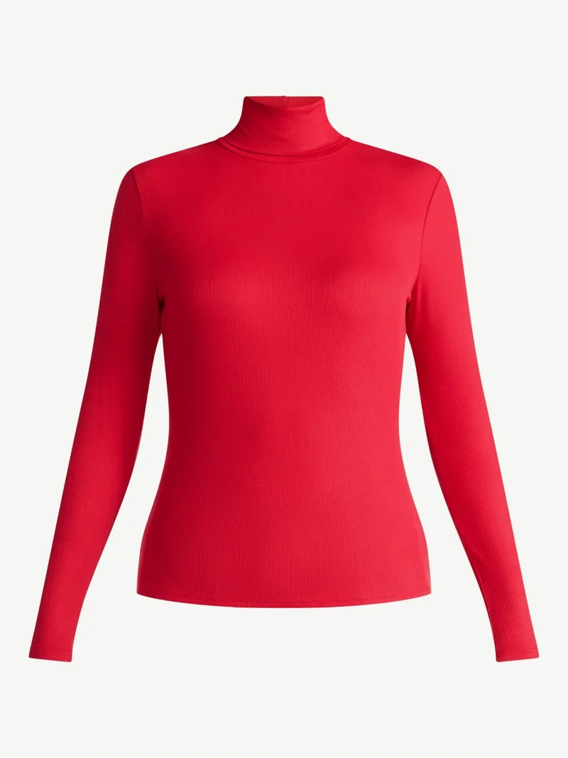 Time and Tru Women's Ribbed Turtleneck with Long Sleeves, Sizes XS-XXXL | Walmart (US)