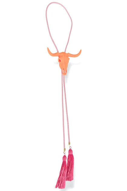 Mabel Orange Citrus Steer Bubblegum Pink Tassel Fuchsia Bolo Necklace | The Willow Tree