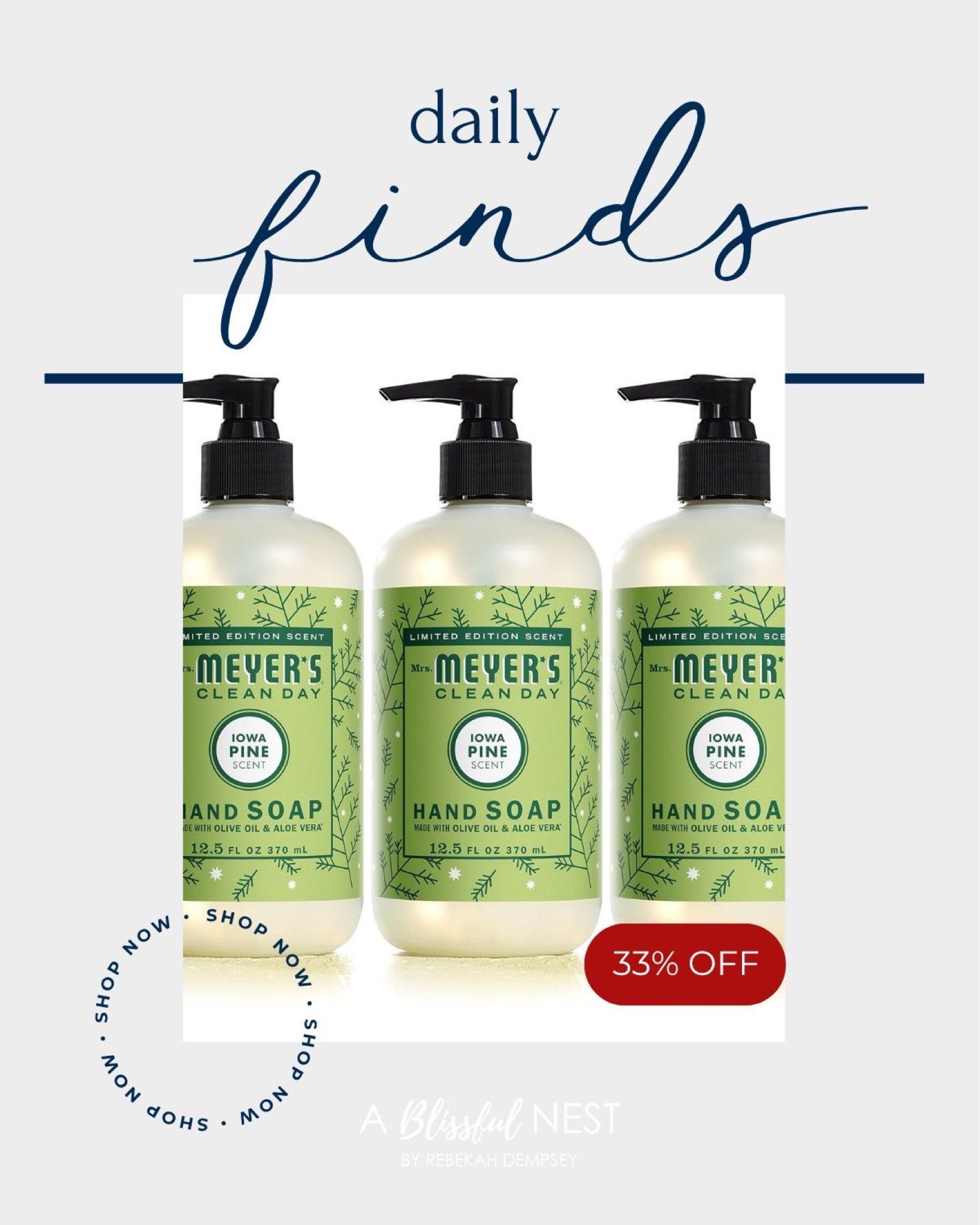 My favorite soap to use in the kitchen during the holiday season and it is currently on sale! 33% off for a set of 3. 
Pine soap, winter kitchen soap, holiday soap, meyers hand soap 




#LTKSaleAlert #LTKFindsUnder50 #LTKHome