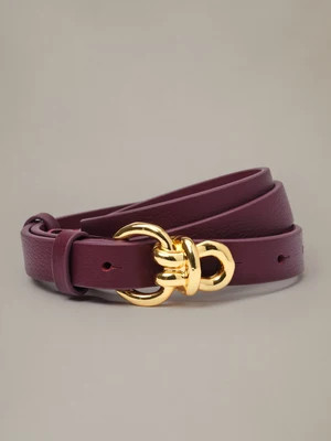 J.McLaughlin Women's Natalie Leather Belt Cabernet, Size XS | J.McLaughlin