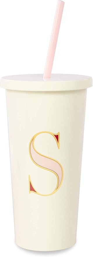 Kate Spade New York Insulated Initial Tumbler with Reusable Straw, 20 Ounce Acrylic Travel Cup wi... | Amazon (US)