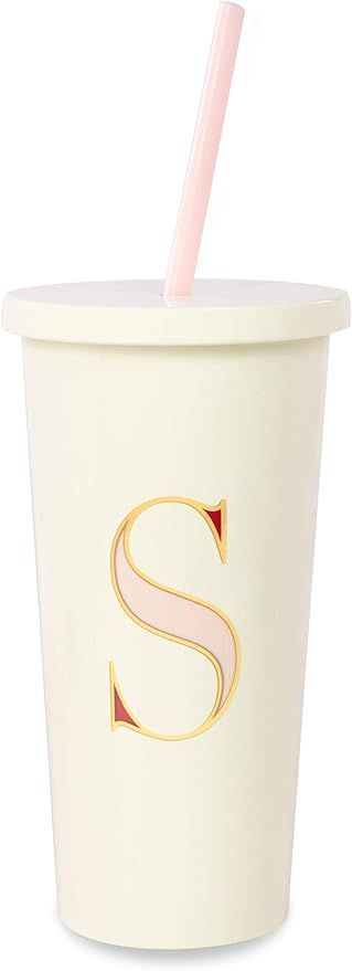 Kate Spade New York Insulated Initial Tumbler with Reusable Straw, 20 Ounce Acrylic Travel Cup wi... | Amazon (US)