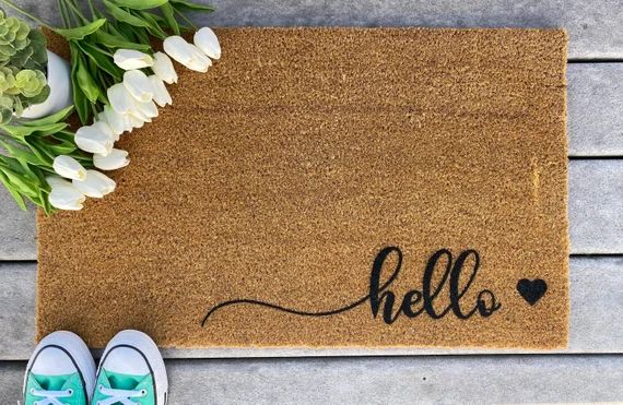 Hello Heart Coir Doormat - Simple Basic Welcome Mat / Hello / Housewarming gift / Closing Gift / ... | Etsy (US)