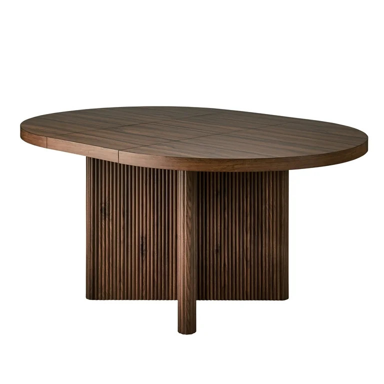 Better Homes & Gardens Lillian Fluted Round Expandable Dining Table, Walnut Finish - Walmart.com | Walmart (US)