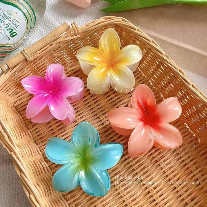 4 Stücke Haar-Accessoires-Set mit Farbverlauf-Blumen, Strand Style, inklusive Blumenkrallen-Clip... | SHEIN