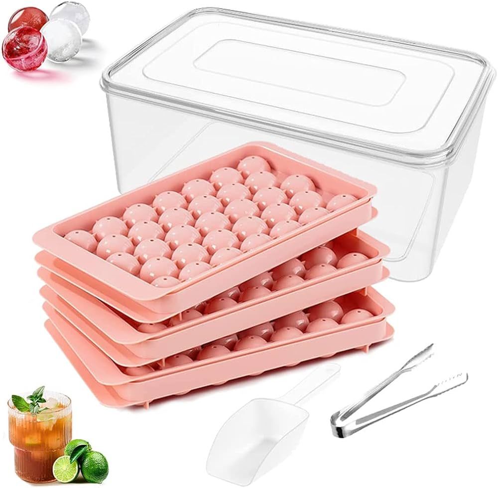 3 Pack Ice Cube Tray Set with Lid Round Mini Ice Ball Maker Mold with Container for Freezer,Circl... | Amazon (CA)