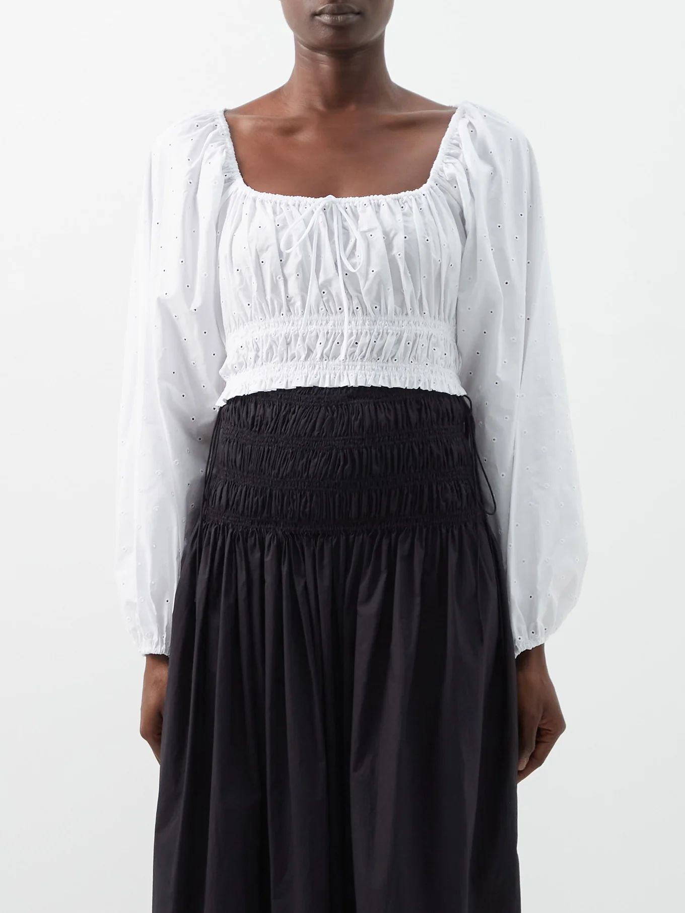 MatteauDrawstring square-neck broderie anglaise top | Matches (UK)