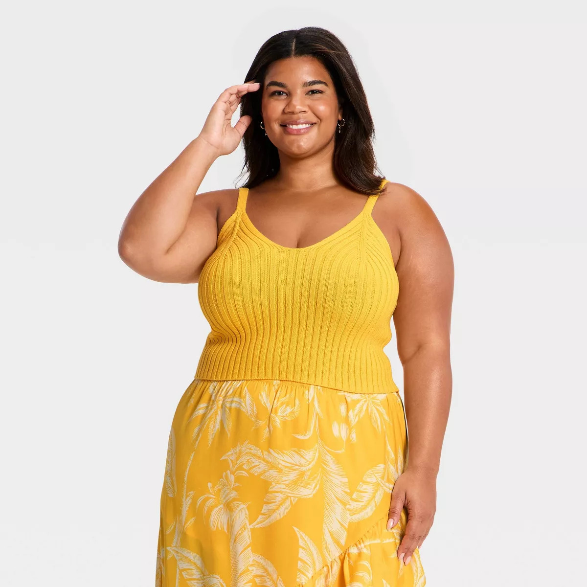 Women's Cotton Sweater Tank Top - A New Day\u2122 Yellow 1X | Target