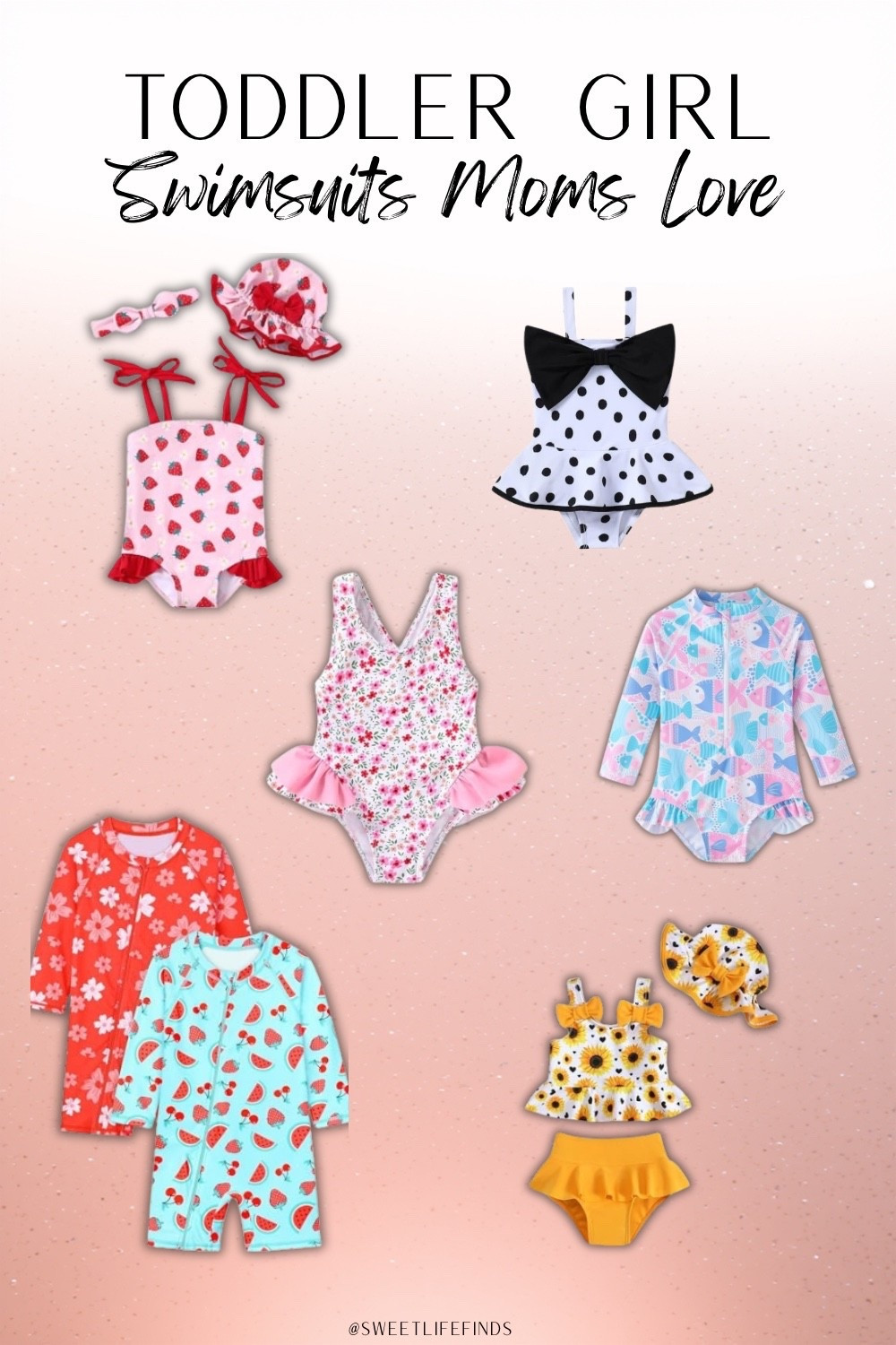 Grab these toddler girl swimsuits now before the cutest prints and best sizes are gone for summer. This roundup has such a fun mix of rash guards, one-pieces, and sweet little sets that are perfect for pool days, beach trips, and splash pad afternoons. Everything feels practical for moms but still so cute for summer pictures and warm-weather vacations. #ToddlerGirlSwimwear #SummerKidsStyle #MomFinds #SweetLifeByKourtney 

 #LTKSeasonal #LTKSwim #LTKKids